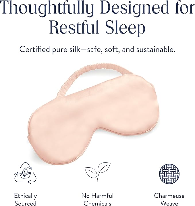Brooklinen Silk Eye Mask for Sleeping – Blush Pink, 100% Mulberry Silk Sleep - Image 3