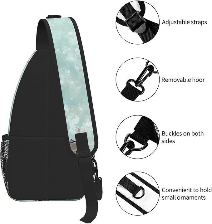 SUPLUCHOM Sling Bag Turtle Sea Coral Ocean Hiking Daypack Crossbody Shoulder - Image 5