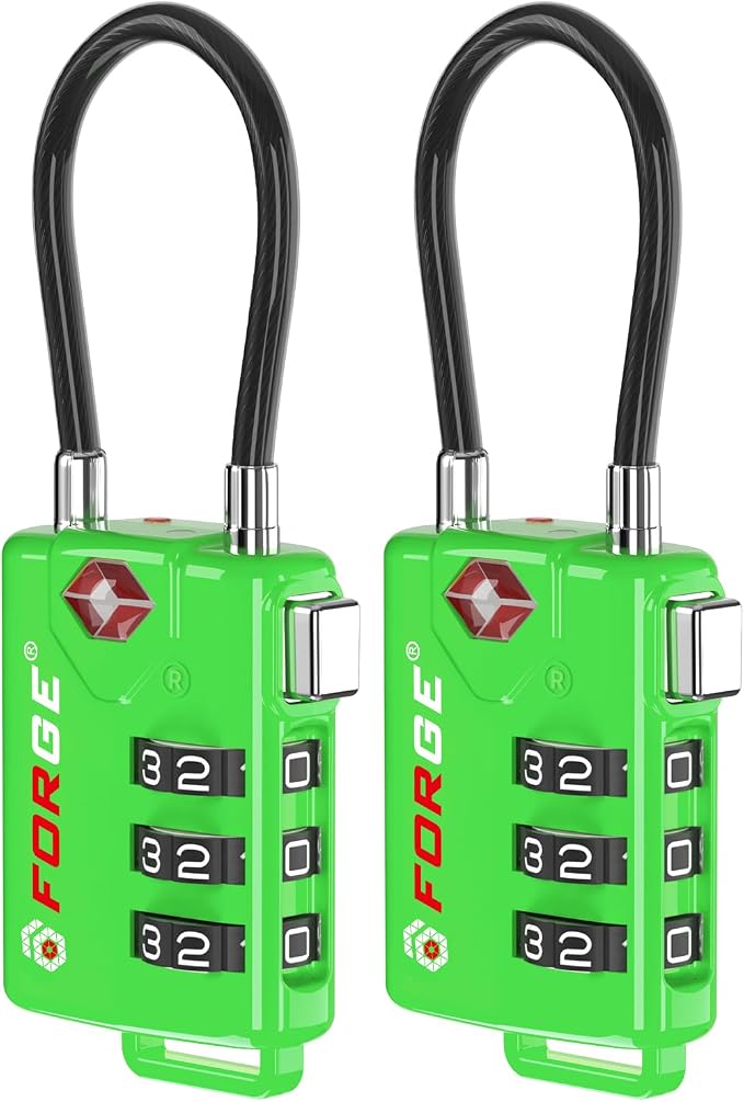 Forge TSA Approved Luggage Locks, Re-settable Combination by Forge
