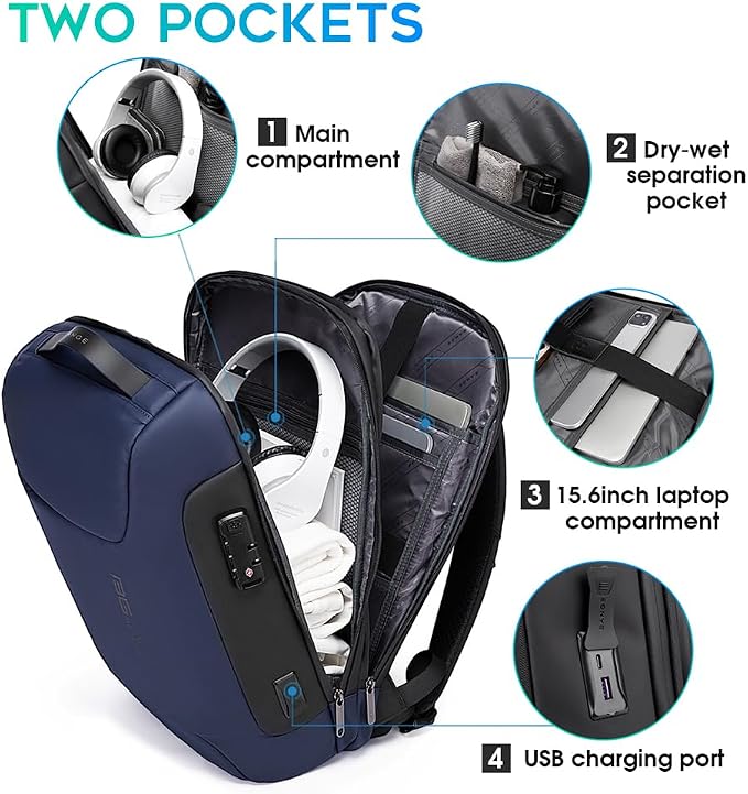 BANGE Anti Theft Business Backpack Fits 15.6 Inch Laptop, Lock Backpack - Image 3