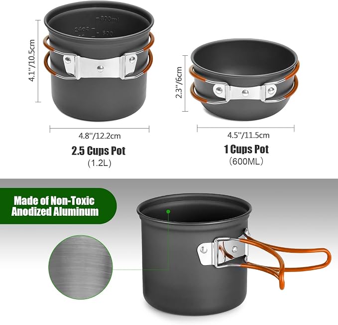 Odoland Camping Cookware Stove Carabiner Canister Stand Tripod and Stainless - Image 3