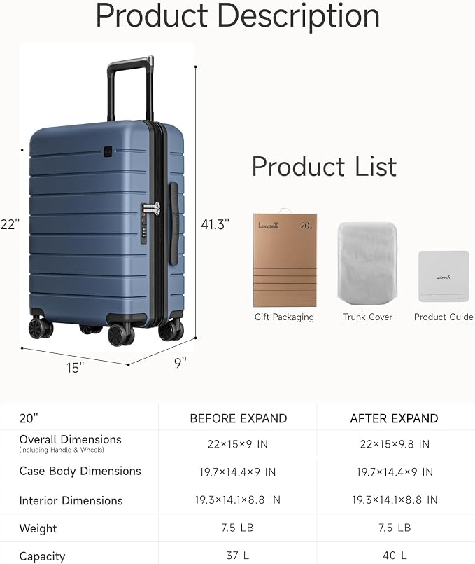 LUGGEX Carry On Luggage HUP3, Accelerate Access - Image 9