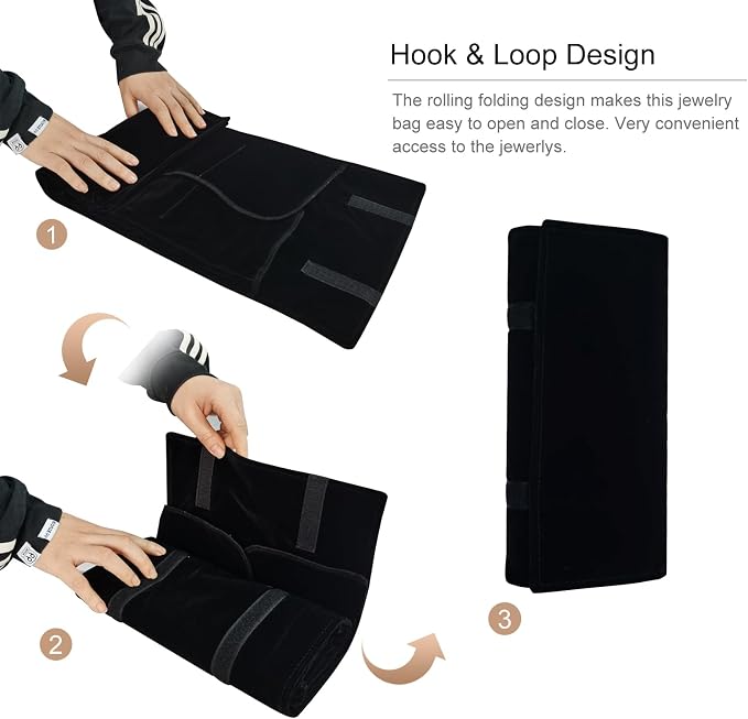 Velvet Travel Jewelry Case Roll Bag Organizer - Image 4