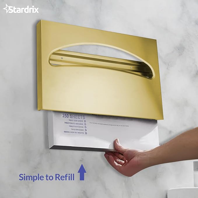 Stainless Steel Toilet Seat Cover Dispenser, Wall Mount Single or 1/2 Fold - Image 6