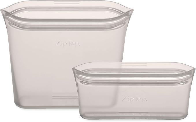 Zip Top Reusable Food Storage Bags | 2 Bag Set | Silicone Meal Prep Container | - Image 2