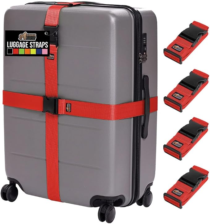 GORILLA GRIP Heavy Duty 4 Pack Adjustable Luggage Straps by GorillaGrip