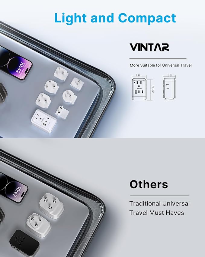 VINTAR Universal Travel Adapter Kit, International Power Adapter - Image 6