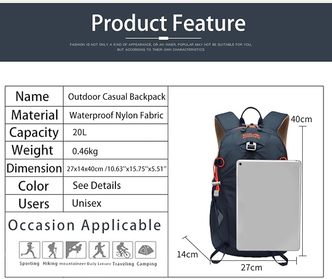 Small Hiking Backpack, 20L Lightweight Travel Backpacks - Image 2