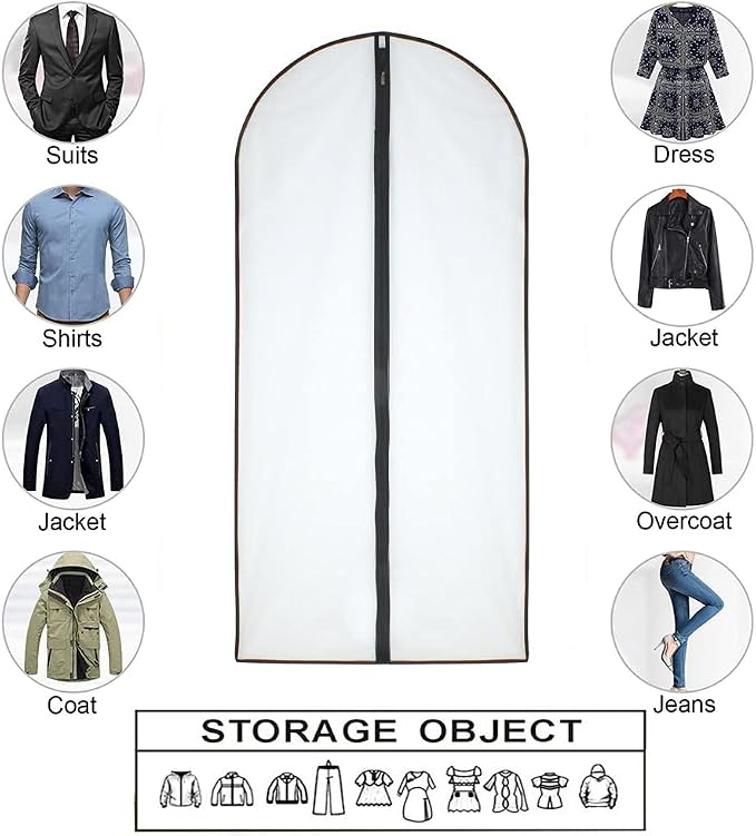 Hanging Garment Bag Lightweight Clear Full Zipper Black Dress Bags PEVA Garment - Image 7