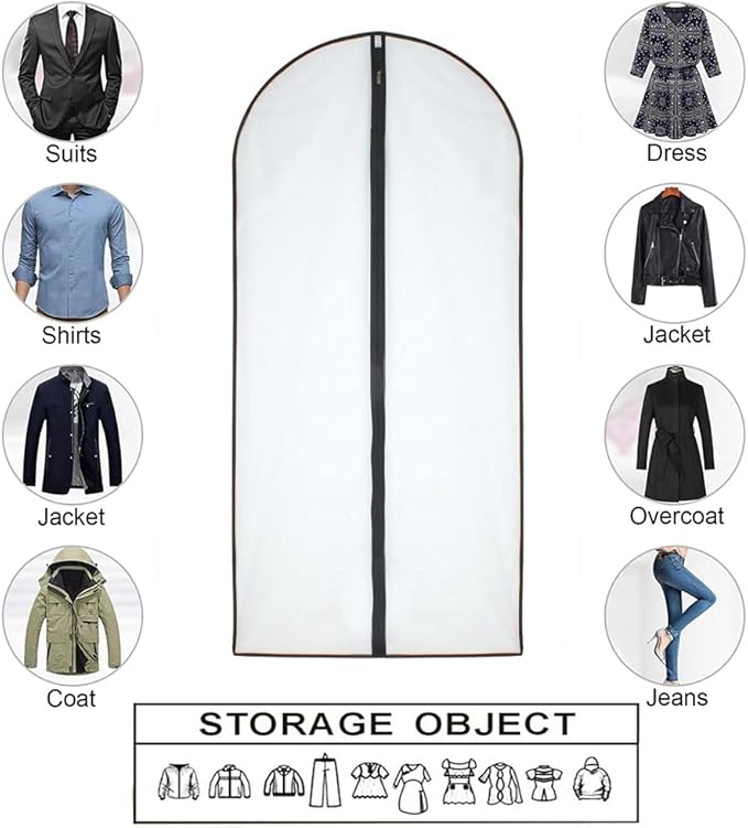 Garment Bag Black Side Breathable Clear Full Zipper Bags - Image 5