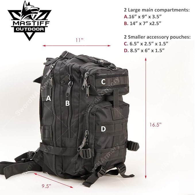 Military Tactical Pack Backpack Army Molle Bug Out Bag Small Rucksack Outdoor - Image 3