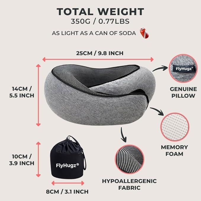 FlyHugz® Neck Travel Pillow | Memory Foam Neck Pillow - Image 5