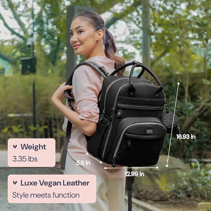 BabbleRoo Leather Diaper Bag Backpack - Image 3