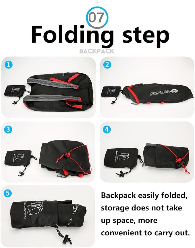 16L Hiking Daypack Lightweight Foldable Travel Backpack Water Repellent Camping - Image 8