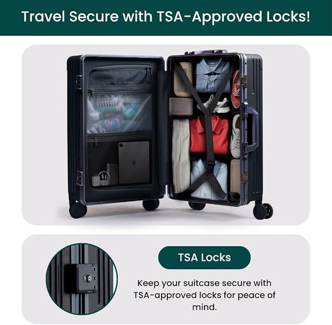 Nobl Travel Carry On Luggage, Noble Zipperless Aluminum Frame PC Hard Shell - Image 6