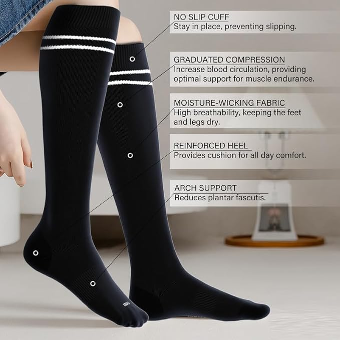 LEVSOX Compression Socks for Pregnant Women 20-30 mmHg Knee High Cute Funny - Image 2