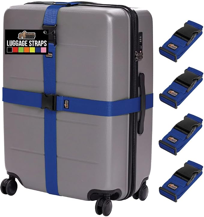 GORILLA GRIP Heavy Duty 4 Pack Adjustable Luggage Straps by GorillaGrip