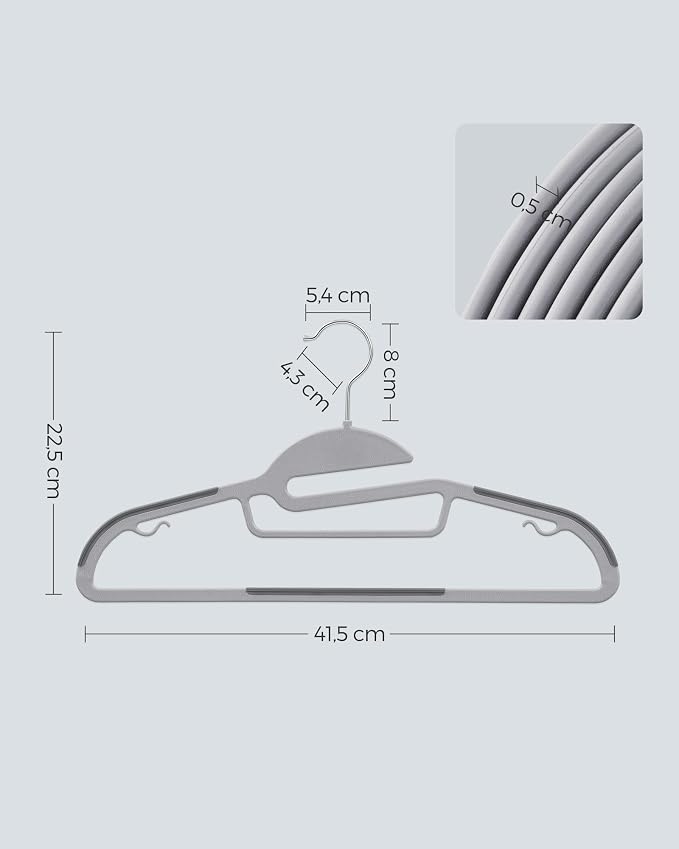 SONGMICS 30 Pack Coat Hangers, Heavy-Duty Plastic Suit Hangers, S-Shaped Opening - Image 6
