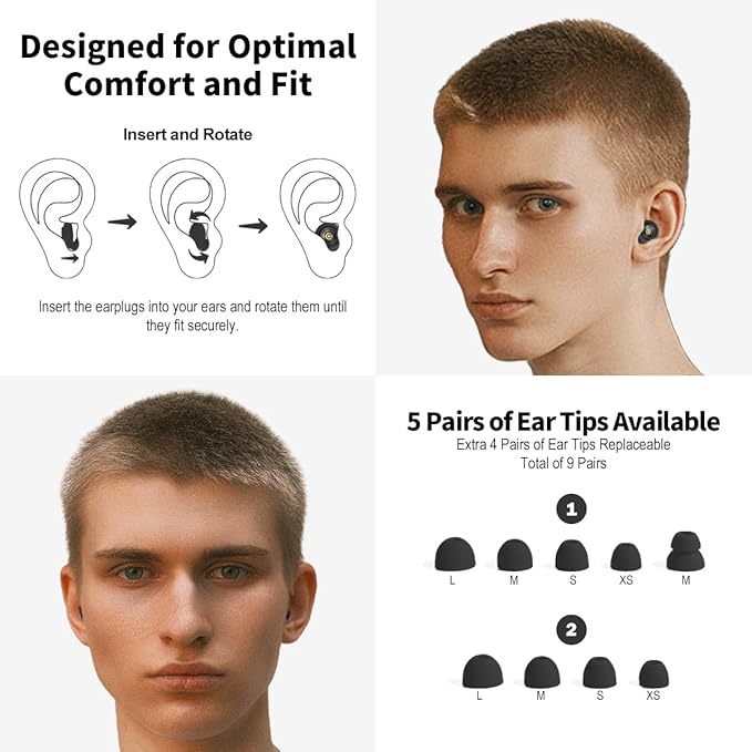 Ear Plugs for Sleeping Reusable Earplugs for Concerts Noise Cancelling Soft - Image 2