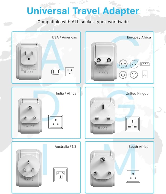 VINTAR Universal Travel Adapter Kit, International Power Adapter - Image 3