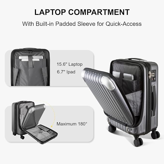 LEVEL8 Grace Carry on Luggage 22x14x9 Airline Approved, 20 Inch Hard Shell - Image 3