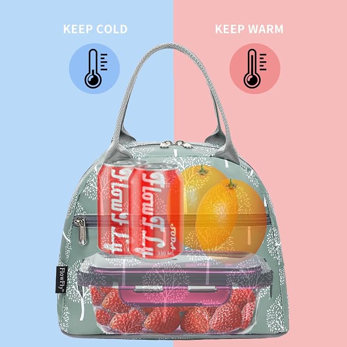 FlowFly Lunch Bag for Women Insulated Lunch Box Corduroy Lunch Tote Cooler for - Image 2