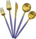 Gugrida 5-Piece Matte Gold Silverware Set, 18/10 Stainless Steel Satin Finish by Gugrida