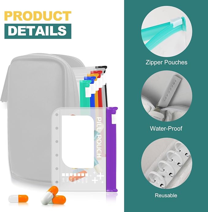A7-L Water-Proof Pill Pouch Set， Large Pill Organizer, BPA Free, A7-L Pill - Image 4