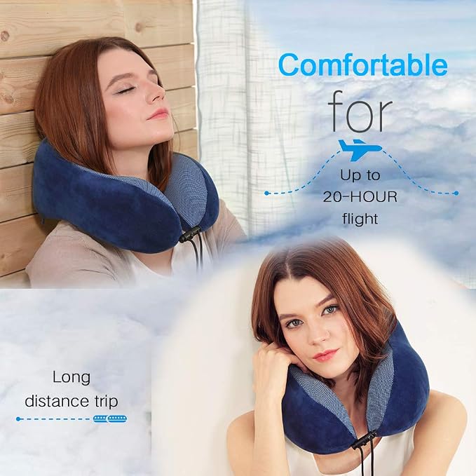 Travel Pillow, Best Memory Foam Neck Pillow Head Support Soft Pillow - Image 2