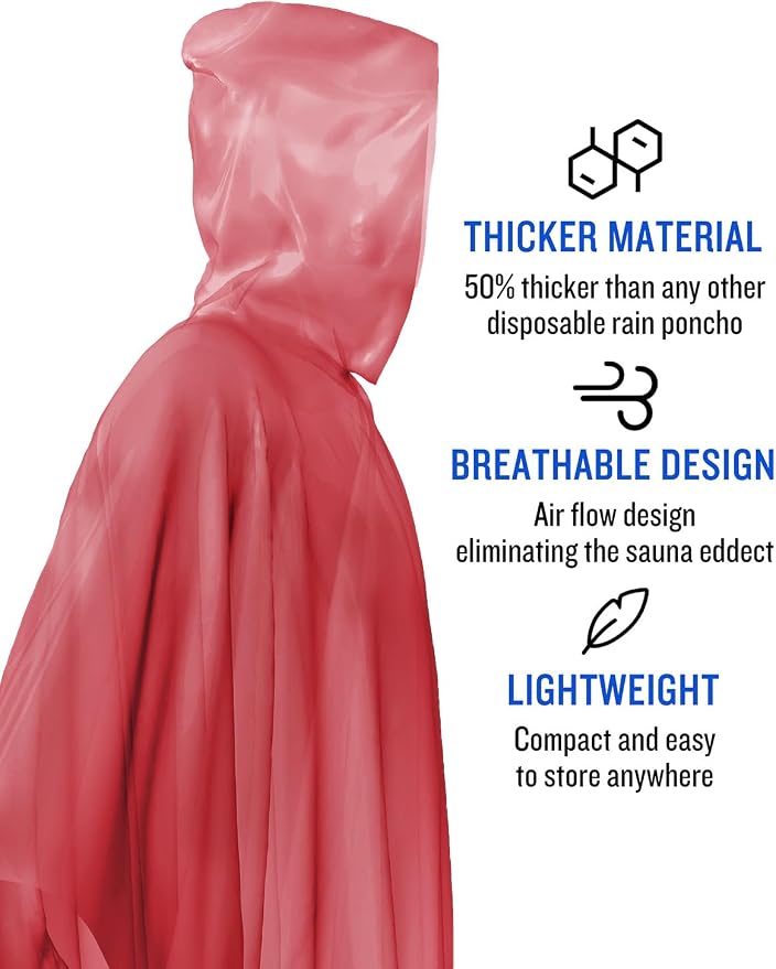 SaphiRose Disposable Rain Ponchos Emergency Clear Poncho - Image 2