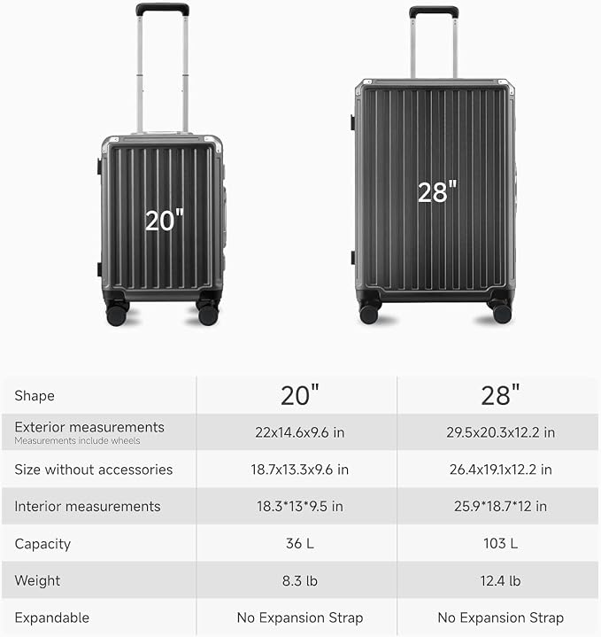 LUGGEX Carry On Luggage with Spinner Wheels, 20 Inch Aluminum Frame Zipperless - Image 9