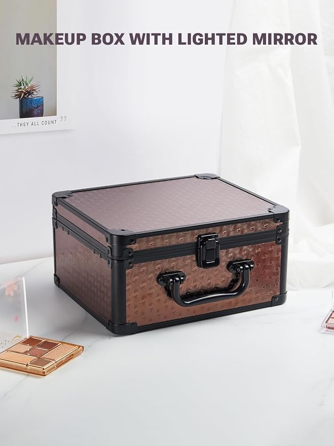 Qislee Makeup Box with A Detachable Lighted Mirror, Waterproof Travel Train Case - Image 6