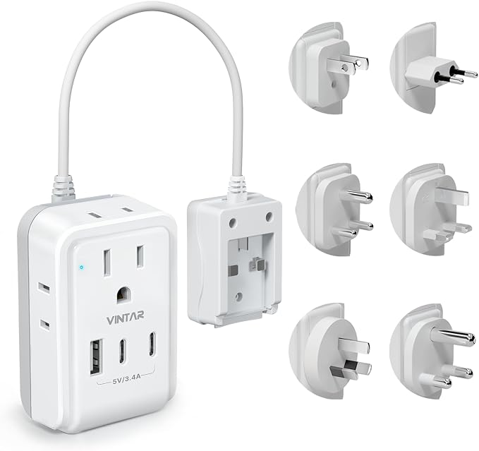 VINTAR Universal Travel Adapter Kit, 0.5ft Detachable Extension Cord by VINTAR