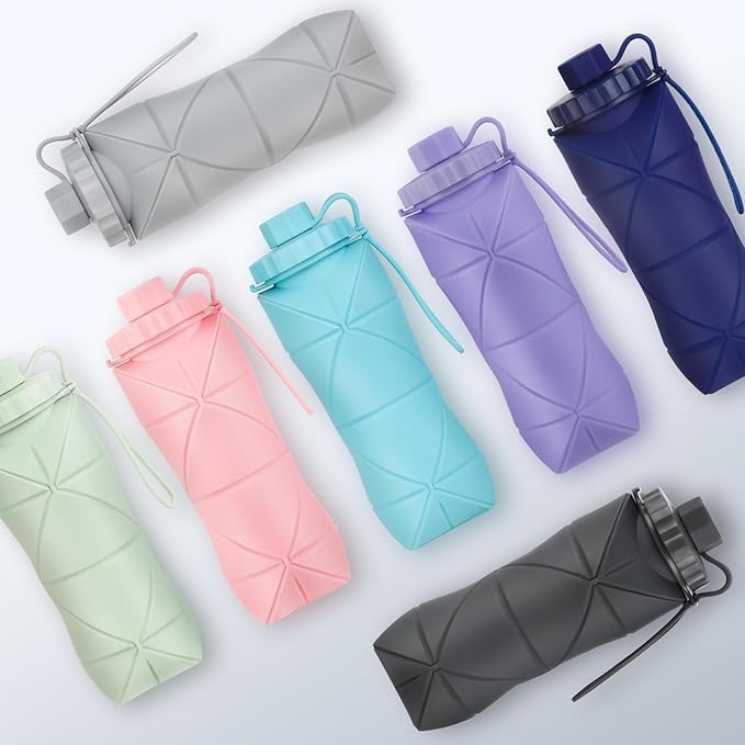 YCT Collapsible Silicone Travel Water Bottle 20oz, Reuseable Leakproof BPA Free - Image 8