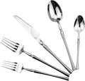 Gugrida Silver Silverware Set, 5-Piece 18/10 Stainless Steel Flatware Cutlery by Gugrida