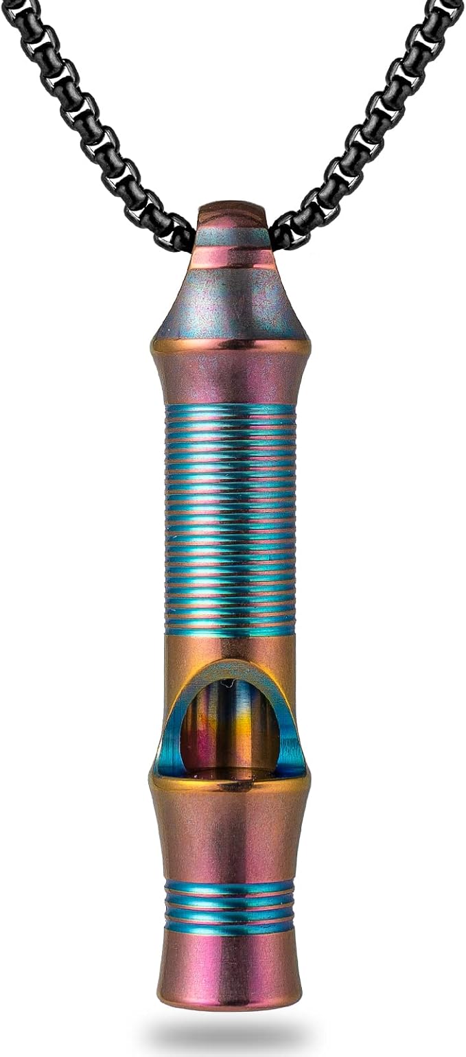 TISUR Titanium Emergency Whistle, EDC Safety Whistles Necklace Loud up to 120db by TISUR