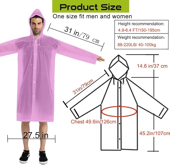 Rain Coats - Reusable EVA Rain Ponchos - Image 2
