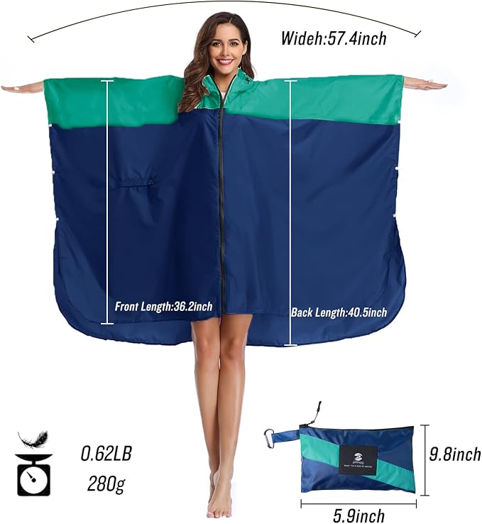 SaphiRose Unisex Rain Poncho Hooded Waterproof Raincoat - Image 5