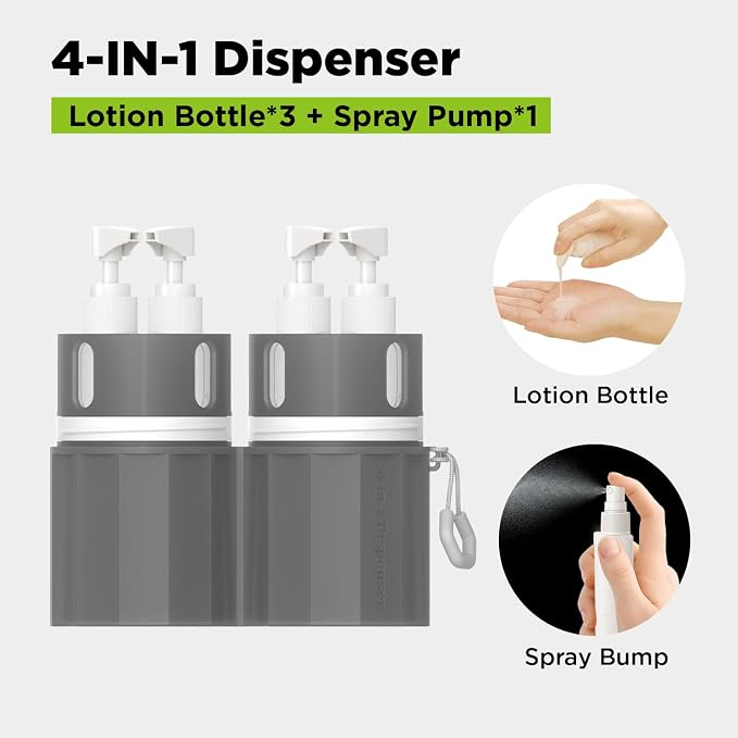4 in 1 Travel Toiletry Containers, TSA Approved Refillable Travel Size - Image 4