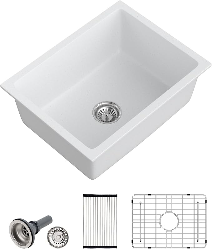 Dcolora 22 Inch Undermount Wet Bar Sink Single Bowl Modern Kitchen Sink White by Dcolora