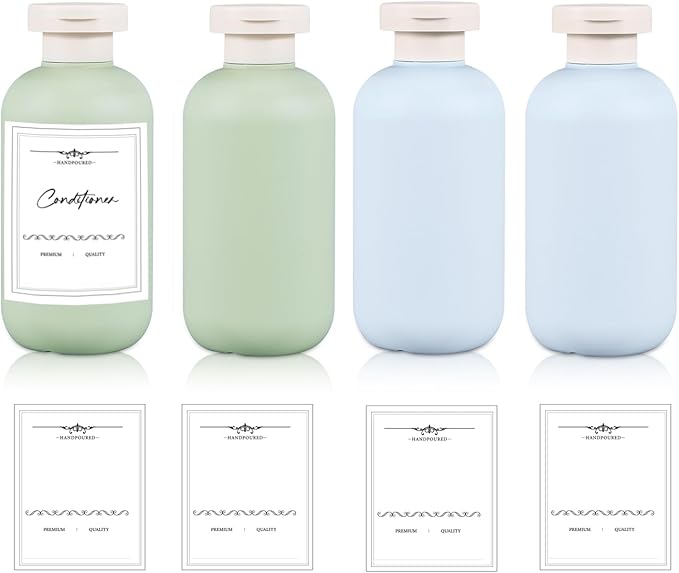 6.8 oz Plastic Travel Shampoo Bottles, Refillable Flip Cap Squeeze Bottles by UMETASS