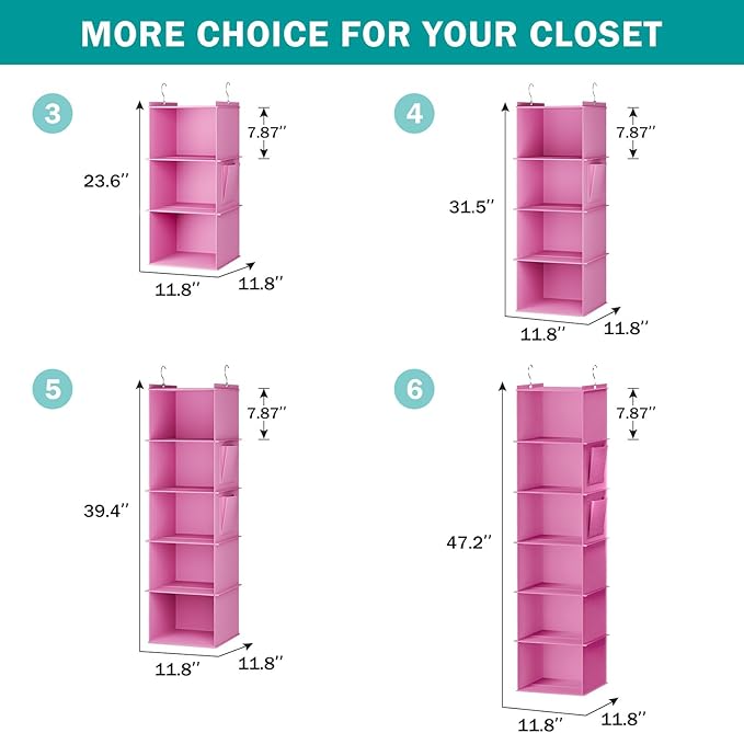 YOUDENOVA Hanging Closet Organizer, 4-Shelf Closet Hanging Storage Shelves - Image 5