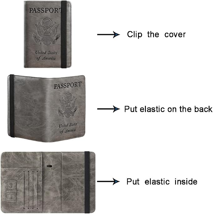 Passport Holder Cover Wallet Travel Essentials RFID Blocking Leather Card Case - Image 5