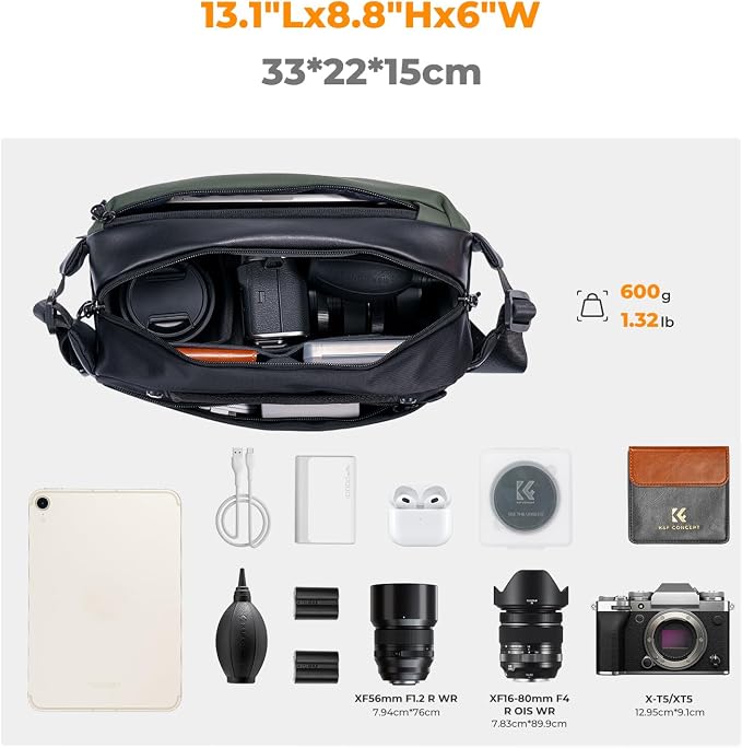 K&F Concept 2 in 1 Sling Bag Everyday Shoulder Bag & Multifunction Photography - Image 2