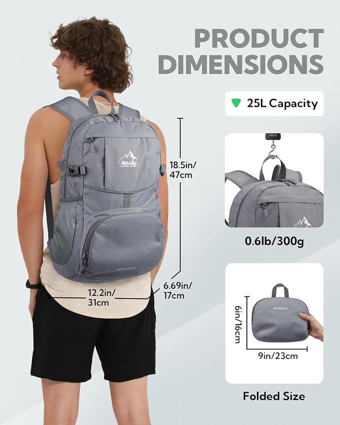 WATERFLY Hiking Foldable Daypack Backpack: 25L Ultra Lightweight Packable - Image 2