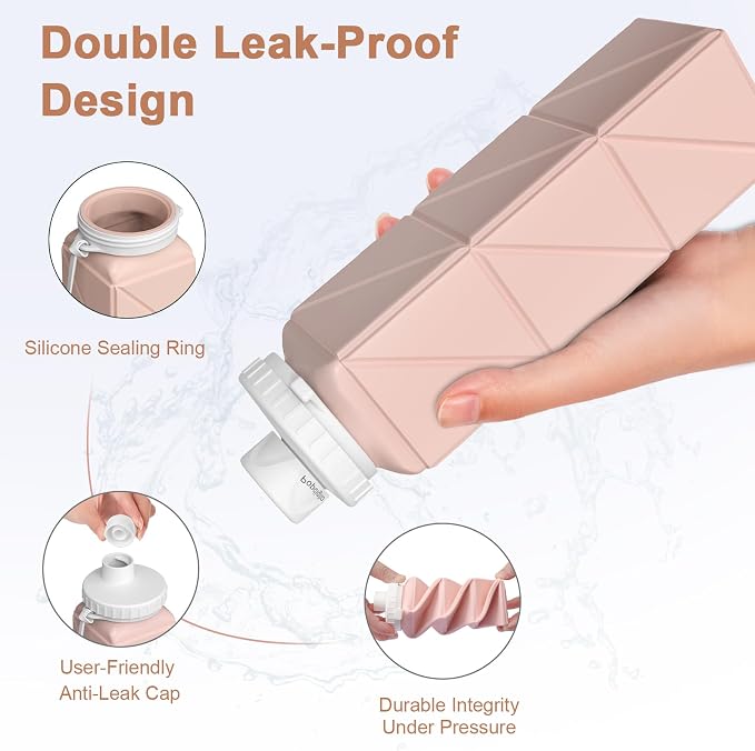 Collapsible Water Bottles 2 Pack Compact Portable, Bpa-Free Silicone Bottles - Image 7
