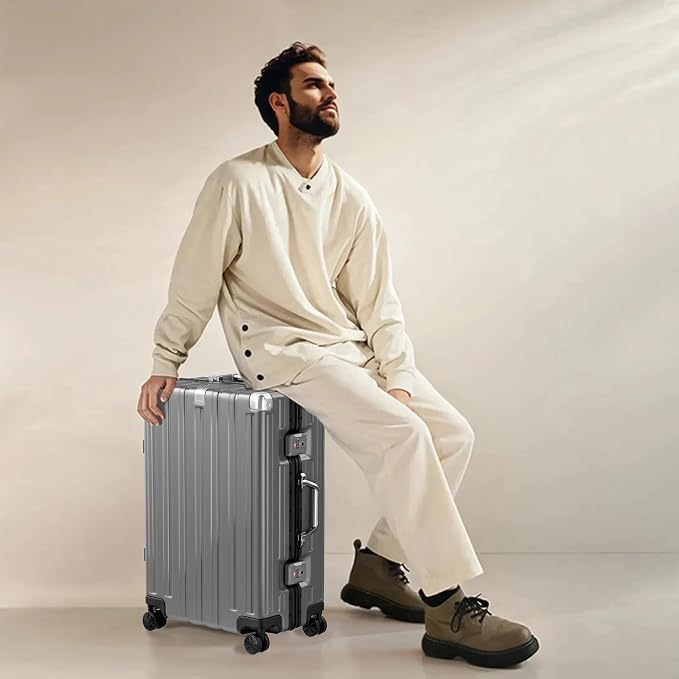 Krute Luggage 24 Inch Aluminum Frame Zipperless Suitcase - Image 3