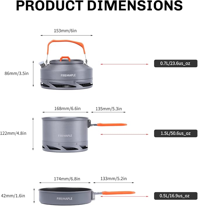 Fire-Maple Feast 4 Piece Camping Cookware Cookware Cookware Kit Outdoor - Image 5