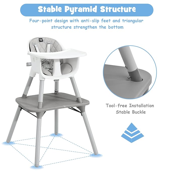 BABY JOY High Chair, 5 in 1 Convertible Highchair - Image 8