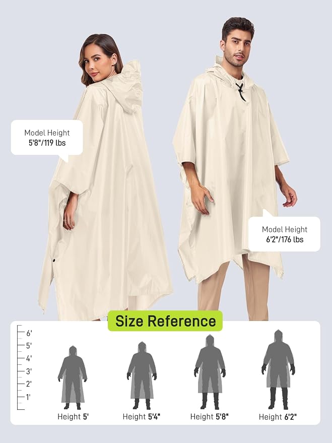 SaphiRose Hooded Rain Poncho Waterproof Raincoat Jacket - Image 2